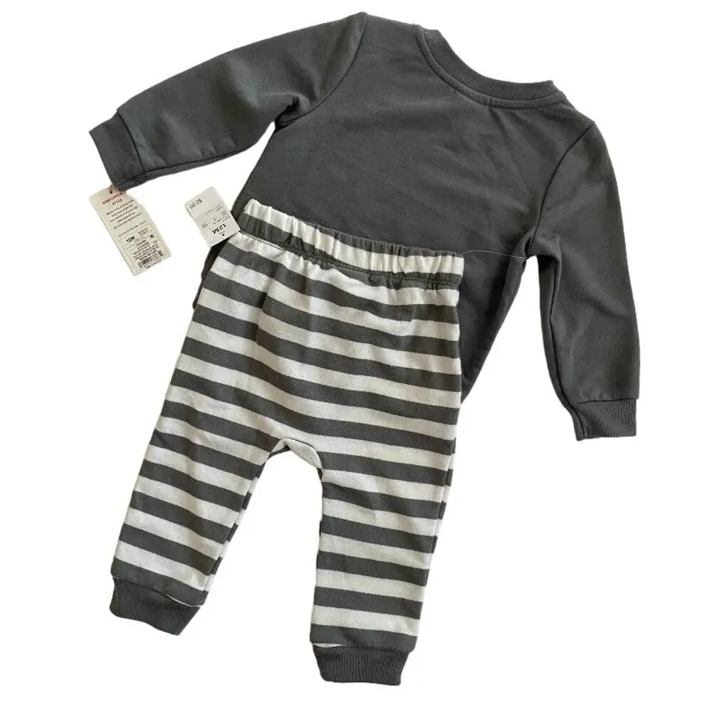 Cat & Jack Baby Unisex Gray Spider Itsy Bitsy Halloween Sweatshirt Pants Set 12M